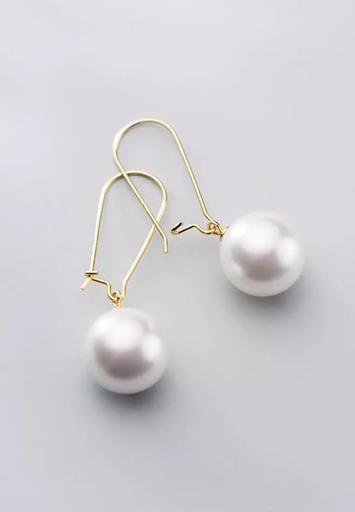 El Regalo Fancy Pearl Earrings- Golden Pearl Tassel Long Statement Earrings for Girls & Women (Round Pearl Hook)