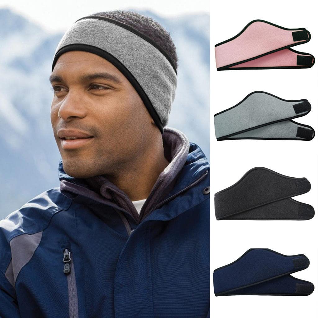 El Regalo 1 PC Fleece Ear Warmer Unisex Sports Headband with Velcro, Cozy Fleece Ski Ear Muff Stretch Winter Earmuff Headband Hair Band Running Headband for Men & Women (Pink)