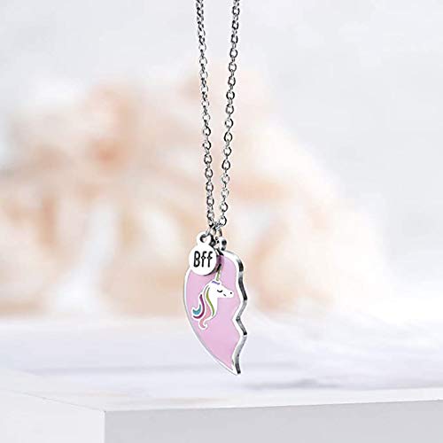 El Regalo Best Friend Heart Necklace | BFF Unicorn Jewelry Girls Necklace Friendship Birthday Friends Sisters Gifts