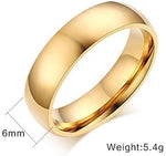 El Regalo Solid Stainless Steel 6mm Plain Classic Band Ring Comfort-Fit for Men Women- Anti Tarnish/Waterproof Plain Dome Stacking Simple Rings Bands Thumb Finger Ring (Gold, 21)