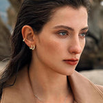 El Regalo 3 Pairs Dainty 14K Gold Plated Huggie Hoop Earrings - Small CZ Hoop Earrings Set (8mm, 10mm, 12mm) for Women & Girls, Cartilage & Tragus Earrings