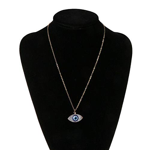 El Regalo Evil Eye Druzy Evil Eye Modern Pendant Necklace for Girls & Women (White)
