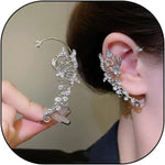 El Regalo 2PCS Butterfly Earrings Ear Cuffs Climber Wrap Around Earrings for Women/Girls- Fancy No Piercing Ear Clip Fairy Ear Jewelry (Silver)