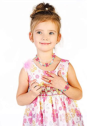 El Regalo Kids/Toddlers/Girls Wooden Beads Handmade Necklace & Bracelet Jewelry Sets (1 Necklace & 1 Bracelet): Kids Princess Jewelry Set (Butterfly Kids Jewelry Set)