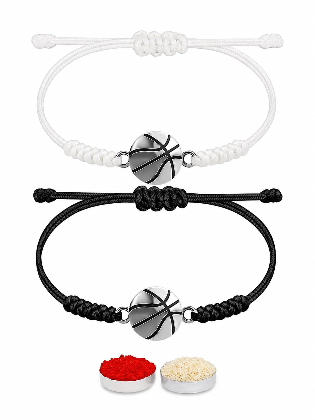 El Regalo 2PC Sports Rakhi for Kids | Sports Ball Bracelet Rakhis Combo Set for Brother/Niece/Nephew- Rakhi for Sports Lovers with Roli-Chawal, Message Card in Rakhi Gift Box (Option-2)