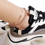 El Regalo 1PC Stainless Steel Anklet- Anti Tarnish, Waterproof 18K Rose Gold Plated Flat Snake Chain Link Dainty Anklet for Girls & Women, Boho Summer Beach Foot Jewelry