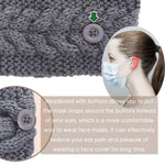 El Regalo Knitted Winter Twist Warm Wool Headband with Buttons for Face Mask Cover for Unisex (Grey)