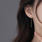 El Regalo Tulip Flower Threader Tassel Earrings for Women Teen Girls- Pink Flower Bud Dangling Chain Studs Earrings- Needle Thread Earrings