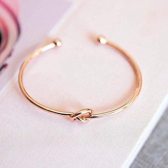 El Regalo Stainless Steel Forever Love Knot Infinity Cuff Bracelets for Girl & Women- Waterproof Infinity Knot Adjustable Bracelet (Rose Gold)
