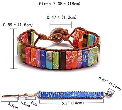 El Regalo Tibetan 7 Chakra Stone Bracelet Natural Assorted Gemstone Tube Beaded Braided Bracelet (Round)