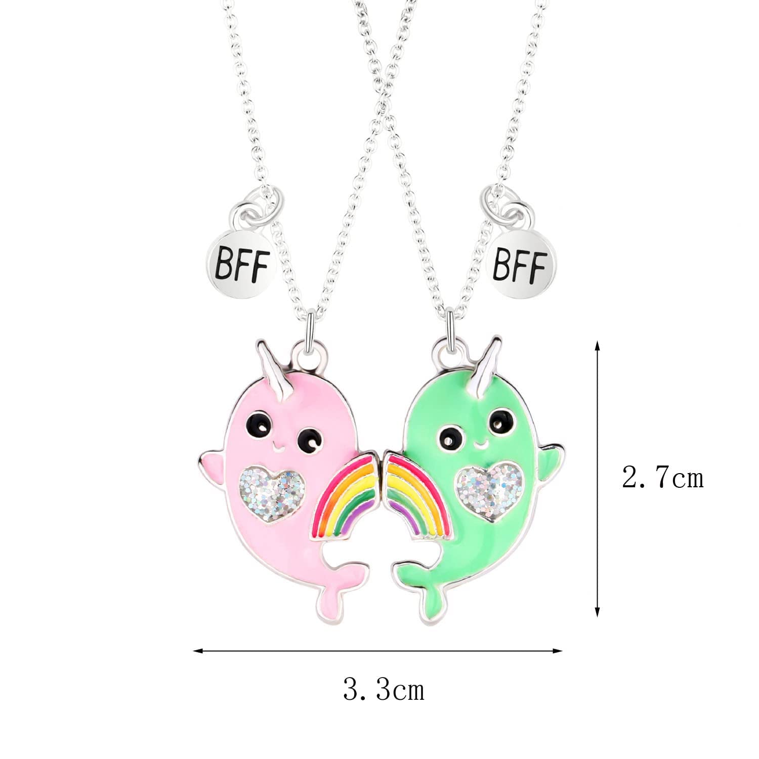 El Regalo Best Friend Forever 2Pcs-Split Magnetic Matching Bff Pendant Necklaces Set- Unicorns, Whales, Koalas Pendant Friendship Necklaces For Girls (Whales Bff Necklace)