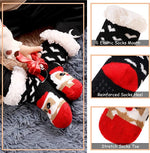 El Regalo 1 Pair Thermal Fluffy Casual Socks For Kids- Girls/Boys - Soft Warm Fleece Lining Knitting Non-Slip Winter Slipper Socks - Christmas Santa, Heart & Giraffe (Red Santa Socks, 3-6 Years)