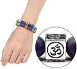 El Regalo 7 Chakra OM Bracelet Rakhi for Brother | Tree of Life & OM Charm Stone Unisex Spiritual Rakhi for Brother with Roli Chawal Shagun, Rakhi Message Card in Rakhi Gift Box (Antique Silver)