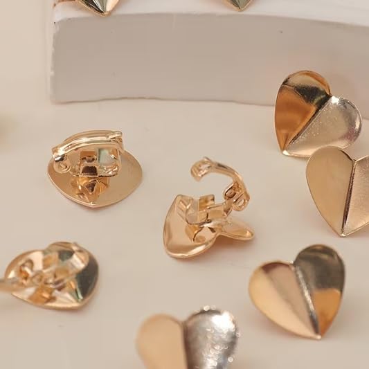 El Regalo 20 Pcs Gold & Silver Heart Small Matte Hair Claw Side Bangs Clips - Mini Hair Styling Tool & Hair Accessories for Women & Girls