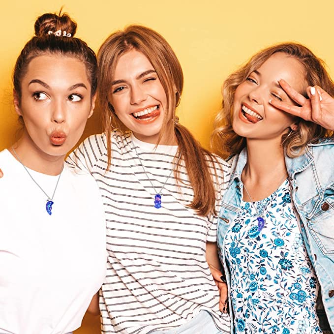 El Regalo 3 PCs BFF Best Friend Forever Split Heart Magnetic Matching Pendant Necklaces Set for Kids/Girls/Teens- Friendship Puzzle Necklaces Sets for Besties (Blue Dphphin Shell BFF)