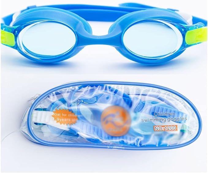 El Regalo Kids Swim Goggles Clear Wide Vision Swimming Goggles Anti Fog Kids Pool Goggles Silicone Frame Children Goggles (upto 9 years old kids) (Blue)