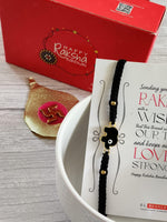 El Regalo 1PC Elephant Evil Eye Rakhi for Brother with & Message Card in Gift Box (Black Elephant Black Rakhi)