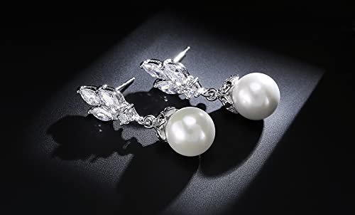 El Regalo Zircon Pearls Earrings- American Diamond Party Pearls Earrings for Girls & Women - Gift for Her (Ziron Pearl Stud Earrings)