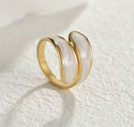 El Regalo Stainless Steel Oil Drip Enamel Finger Ring for Girls & Women- Fancy, Contemporary Adjustable Irregular Finger Rings (Cream)