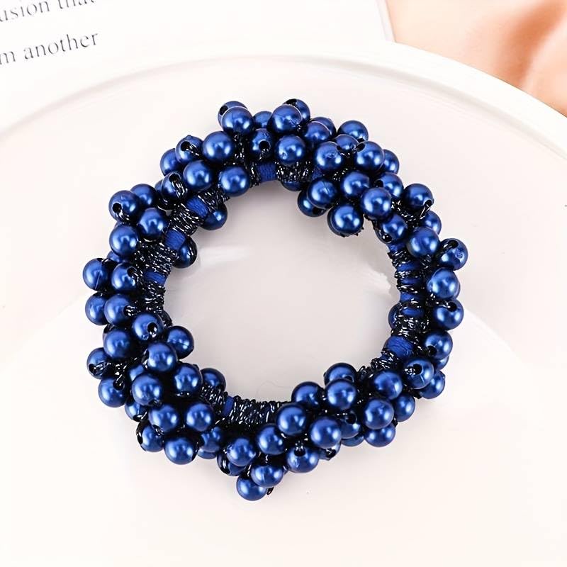 El Regalo 4PCS Fancy Pearls Hair Ties- Elastic Pearl Scrunchies Bead Hair Ropes Stretchy Hair Band Pearl Hair Scrunchies Hair Accessories for Women Girls (Color Options-2)