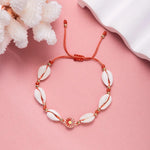 El Regalo Womens 1PC Bohemian Sunflower Cawrie Shell Anklet- Trendy 1 Leg Thread Adjustable Anklet with Pretty Flower Charms (Red)