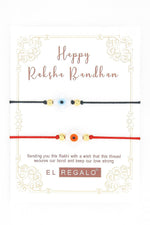El Regalo 2PCs Evil Eye Minimalist Rakhi Combo Set for Brothers/Bhai-Bhatija with Roli Chanwal, Rakhi Message Card in Rakshabandhan Box