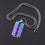 El Regalo 1 PC Men's Stainless Steel Rainbow Razor Necklace for Boys/Men- No Rust/Anti Tarnish Stainless Steel Jewelry for Men- Gift for Him