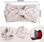 El Regalo 1 PC Knitted Winter Woolen Warm Headband with Buttons for Face Mask Cover | Cold Weather Hair Accessories Head Wrap | Criss Cross Bow Winter Headbands for Girls/Teens/Women (Off White)