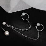 El Regalo Women's 1 Pair Pearl Studs Ear Cuff Earrings- Tassel Chain Imitation Pearl Punk Style Ear Cuff Clip Earrings