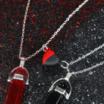 El Regalo Unisex 2Pcs/Set Crystal BFF Best Friend Magnetic Couple Matching Split Heart Pendant Necklaces for Besties/Couples - Valentines Day Gift (Red & Black)