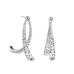 El Regalo Women's & Girl's Cross Curved Earrings, Curved Stick Front Back Linear Drop Hypoallergenic Earrings (Silver AD)