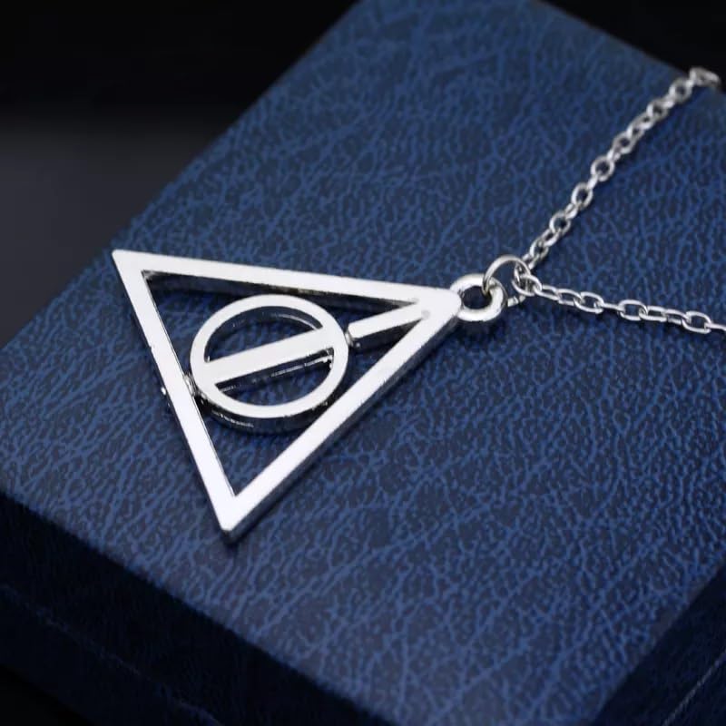 El Regalo Deathly Hallows Rotatable Triangle Pendant Necklace for Girls/Boys- Harry's Iconic Time Necklace Replica for Potterheads
