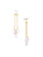 El Regalo Luxury Pearl Drop Tassel Front Back Earrings for Women - Gold Plated Multi-Pearl Dangle Ear Jacket Studs - Elegant White Vintage Earrings