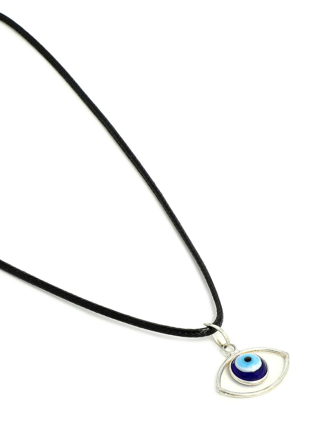 El Regalo 2 PCs Blue Evil Eye Unisex Pendant Cord Necklace for Kids/Girls/Boys/Men & Women - Turkish Blue Silver & Golden Handmade Evil Eye Necklaces (Option-3)
