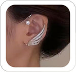 El Regalo Women's Zircon Ear Cuff Wrap No Piercing Earring- Sparkling Rhinestone Angel Wing Ear Cuffs Non-Piercing Earrings Glitter Iced Out Crystal Angel Wings Cartilage Climber Ear Wrap