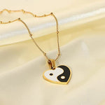 El Regalo 2 PCs Yin Yang Pendant Necklaces- Enamel Yin Yang Heart Flower Colorful Necklaces for Best Friends/Couple/Besties (Set-3)