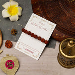 El Regalo Auspicious Natural Rudraksha Rakhi for Brother- Lord Shiva Rudraksha Beads Rakhi with Roli Chawal, Rakhi Message Card in Rakhi Gift Box