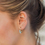 El Regalo Elegant Round Dot Turquoise Dangle Drop Huggie Hoop Earrings - Cute 14k Gold Plated Multi Drop Hoop Earrings for Women & Girls