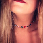 El Regalo Evil Eye Choker Necklace - Enameled Fashion Evil Eye Choker Necklace for Teen Girls & Women (Round Evil Eye Multi Color)