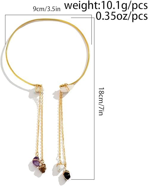 El Regalo Uniquely Handcrafted Gold Plated Arm Cuff Jewelry for Women/Girls - Armband Stone Pendant Bracelet Healing Stone Upper Armband Tassel Arm Bands Jewelry (Purple Stones)