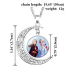 El Regalo Frozn Crescent Moon Ice Princess Ana El-sa Necklace for Kids/Girls (El-sa Sky Blue)