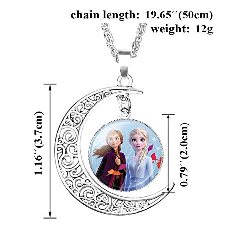 El Regalo Frozn Crescent Moon Ice Princess Ana El-sa Necklace for Kids/Girls (El-sa Sky Blue)