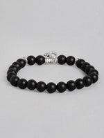 El Regalo OM Charm Healing Yoga 8mm Beads Stretchable Bracelets for Men/Women | OM Yoga Spiritual Jewelry (Black)