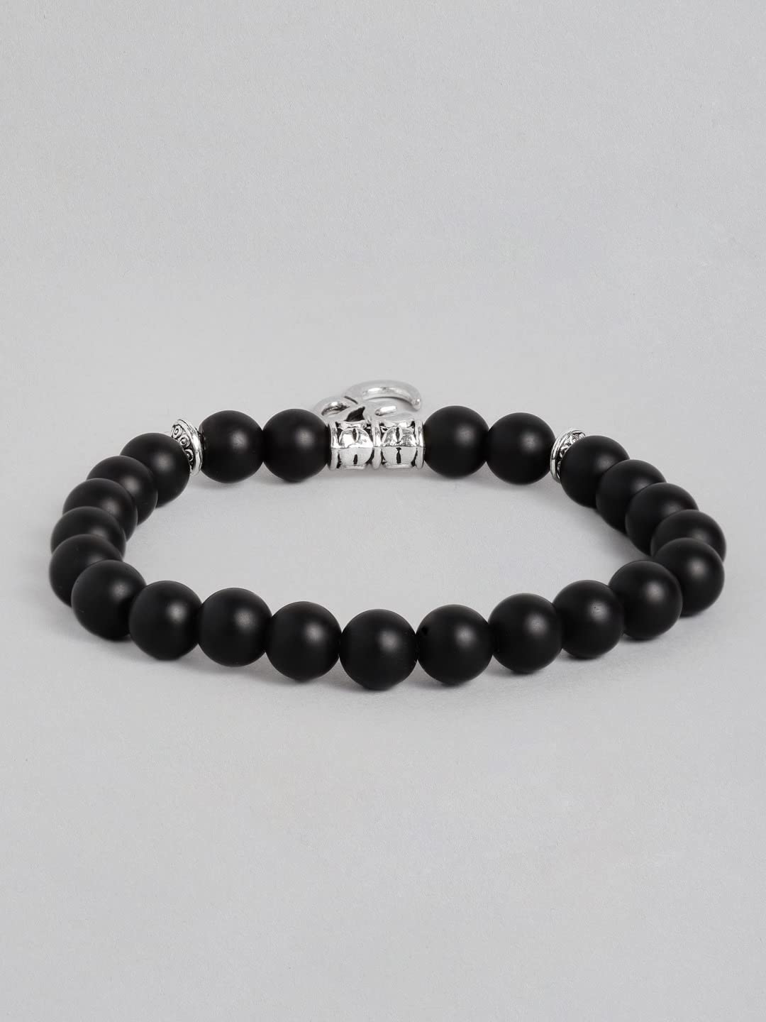 El Regalo OM Charm Healing Yoga 8mm Beads Stretchable Bracelets for Men/Women | OM Yoga Spiritual Jewelry (Black)