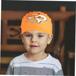 El Regalo 1PC of Cute Kids Dolphin PU Swimming Caps for Girls & Boys- Waterproof, Animal Print Swimming Cap (for Kids 6-12 Years) (Orange Fish Swim Cap)
