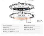 El Regalo Stainless Steel His and Hers Lovers Matching His Queen Her King Couple Bracelet for Women Men Girls Boys Jewelry Set Valentines Day Birthday Gift