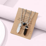 El Regalo 2Pcs/Set Crystal Bff Best Friend Magnetic Couple Matching Split Heart Pendant Necklaces For Besties/Couples - Valentines Day Gift (Black & White, Unisex Adult)
