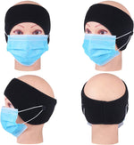 El Regalo Winter Fleece and Polyester Ear Warmers, Headband with Buttons for Facemask for Unisex, Pack of 2 (Grey & Black)