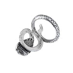 El Regalo Retro Long Spiral Snake Serpent Antique Opening Unisex Finger Rings/Steampunk Snake Ring For Men & Women (Silver) - Adjustable