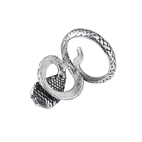 El Regalo Retro Long Spiral Snake Serpent Antique Opening Unisex Finger Rings/Steampunk Snake Ring For Men & Women (Silver) - Adjustable